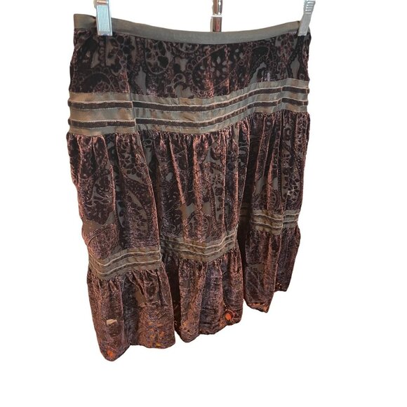 Sundance Brown Velour Midi Skirt Sz 10 - Picture 3 of 8